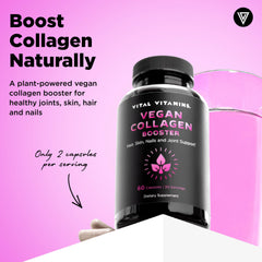 Vital Vitamins Vegan Collagen Booster capsules for easy daily support for hair, skin, and nails.
