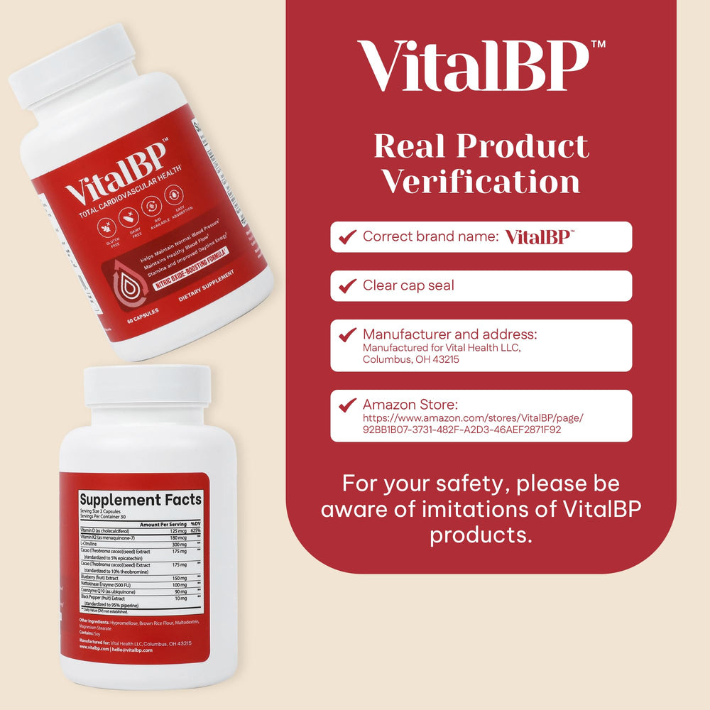 VitalBP capsules closeup highlighting easy daily use.