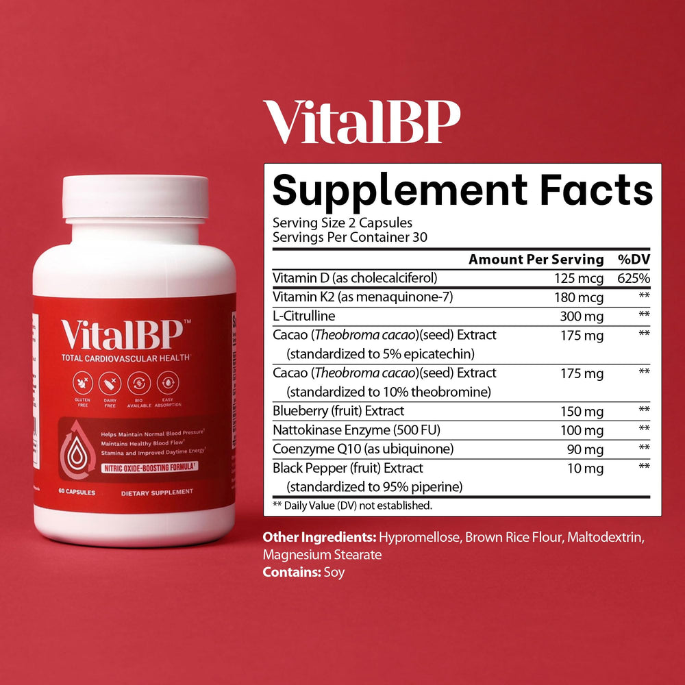 VitalBP packaging showcases 60 capsules for ongoing use.