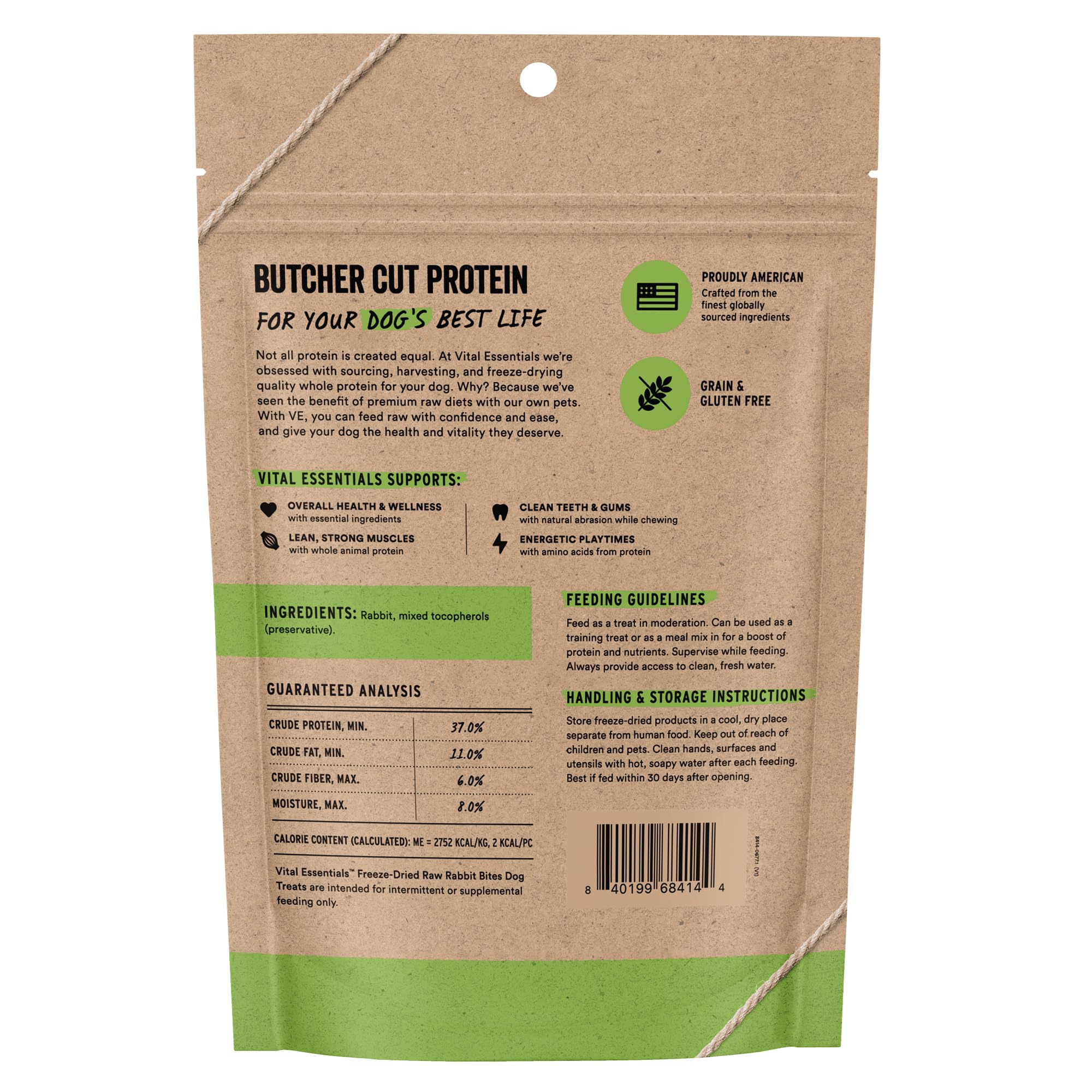 Vital Essentials rabbit bites close-up texture for protein-rich snack.