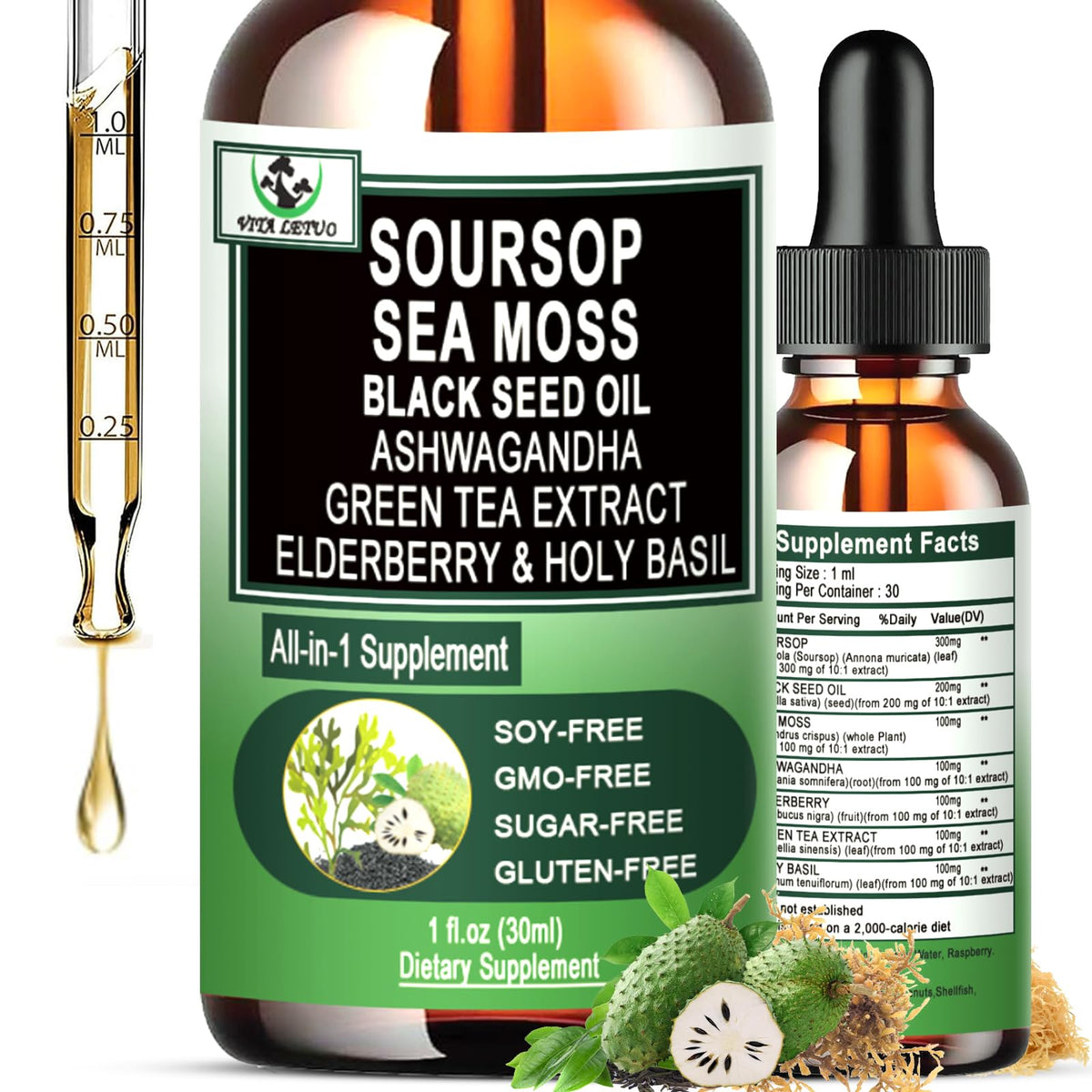 Vita Letuo Soursop Drops bottle for daily wellness