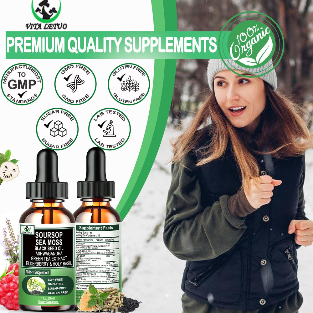 Vita Letuo Soursop Drops GMP facility badge indicating quality