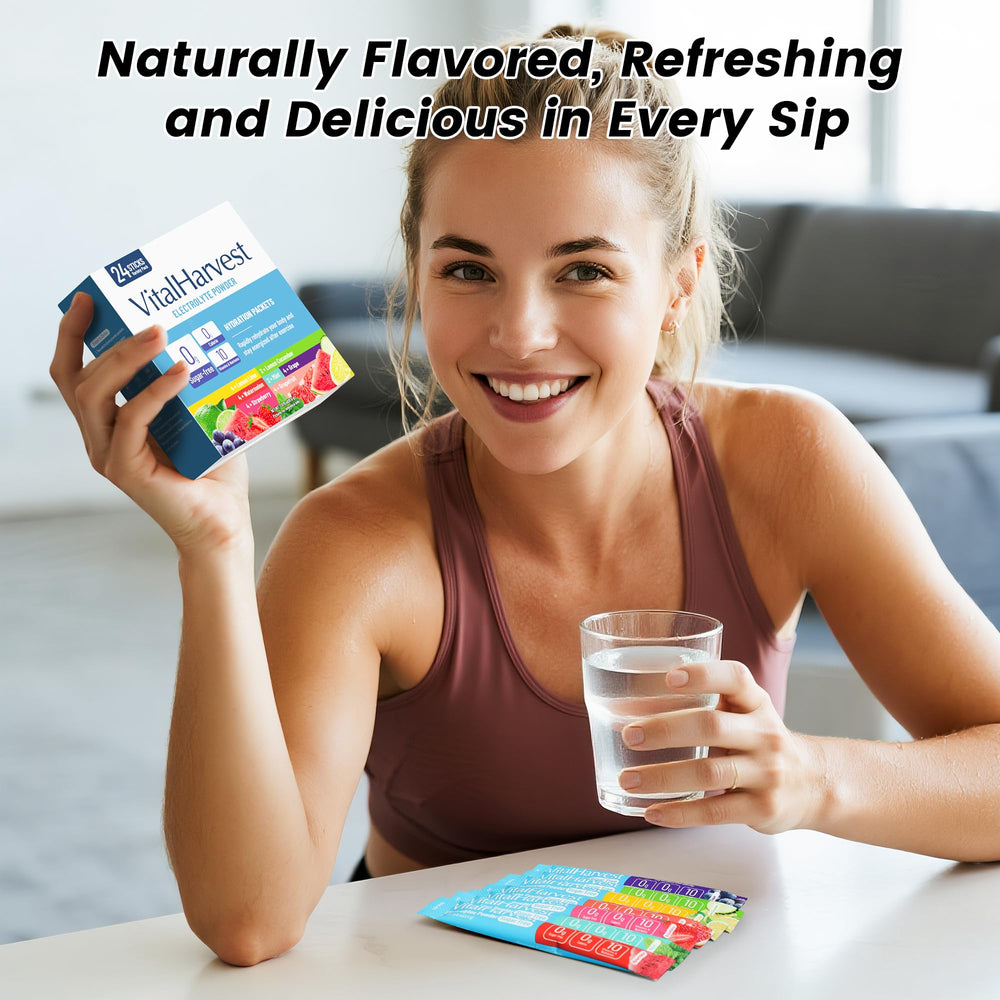 VitalHarvest Grape electrolyte packet provides refreshing hydration for daily activities