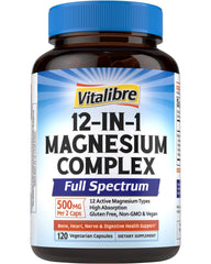 Vitalibre 12in1 Magnesium Complex bottle ready for daily use, showcasing convenient packaging.
