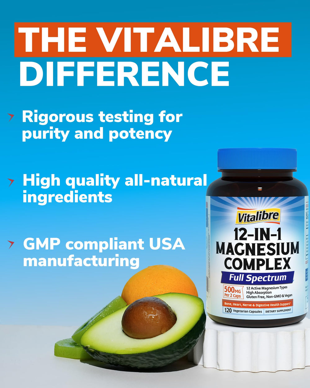 Vitalibre label highlights allergen information and product transparency.