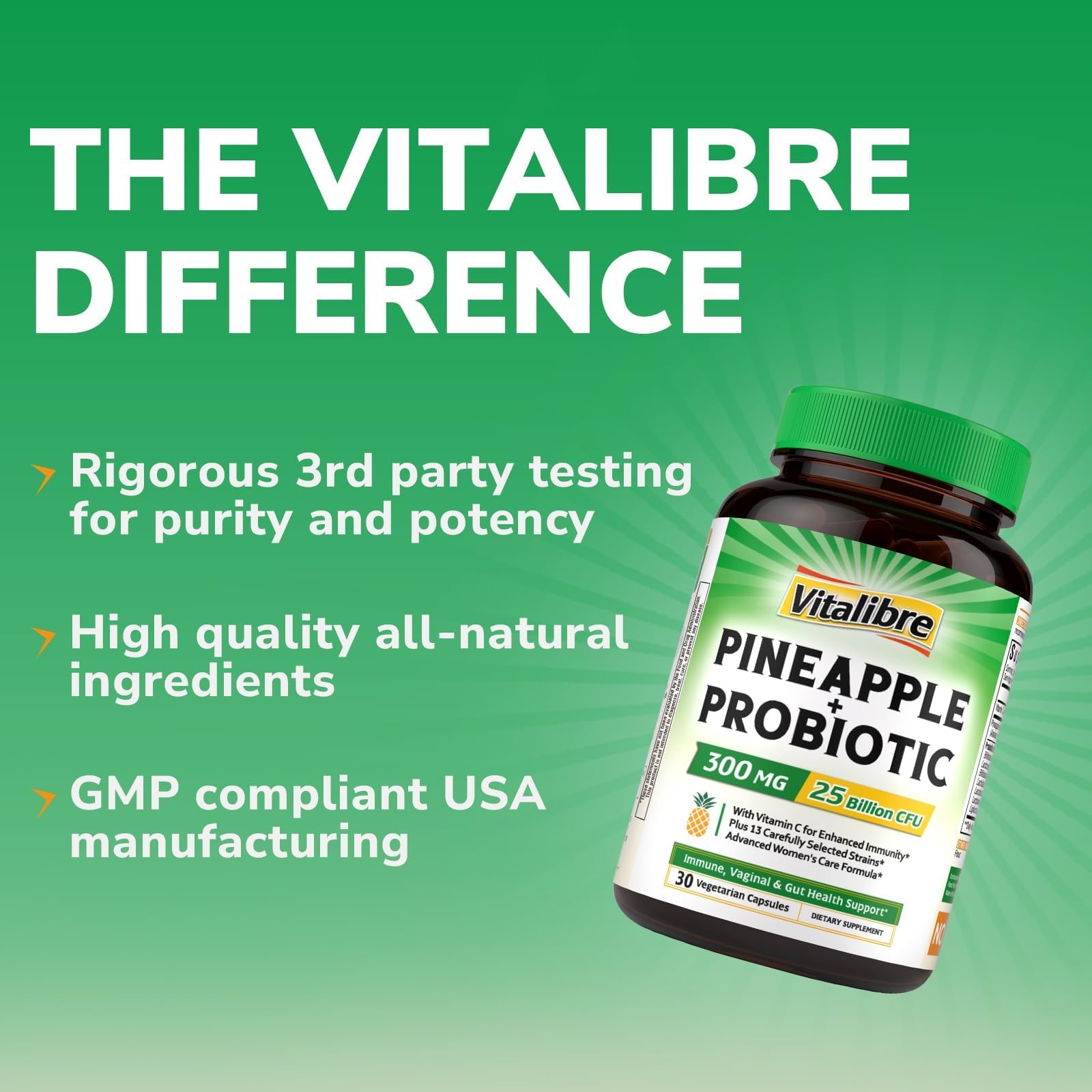 Vitalibre GMP-certified facility behind a clean bottle, signaling quality and safety.