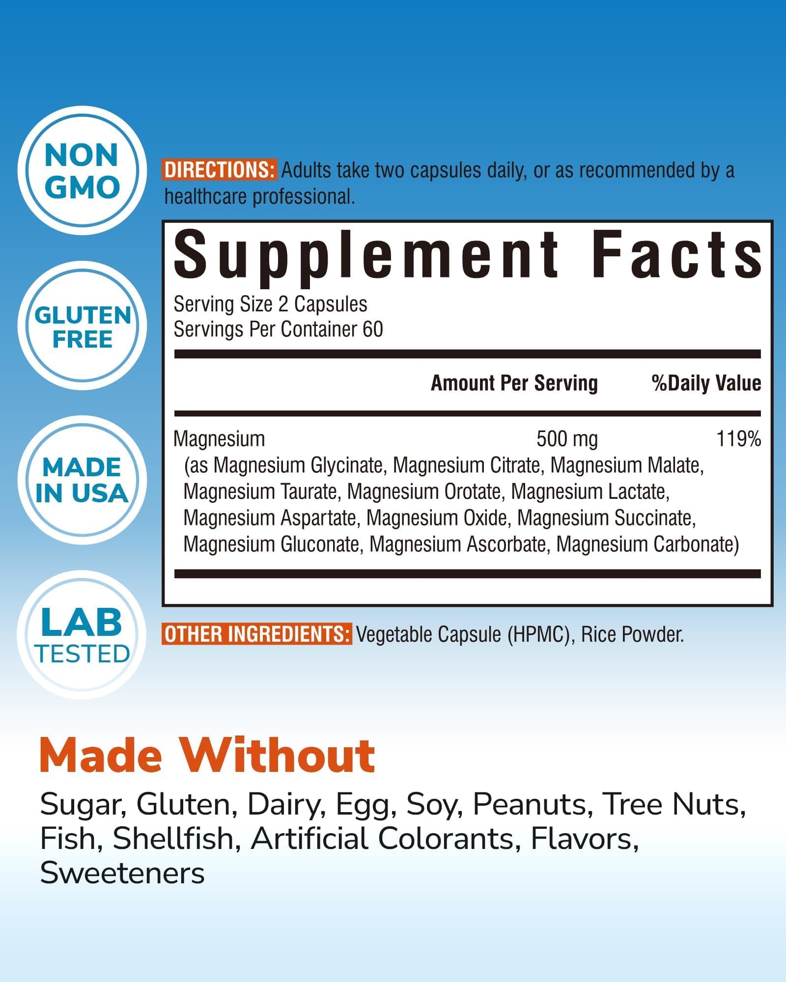 Vitalibre magnesium capsules close-up highlighting easy-to-swallow capsules.