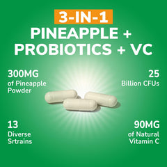 Vitalibre Pineapple + Probiotic powder scoop shows natural pineapple powder aiding digestion.
