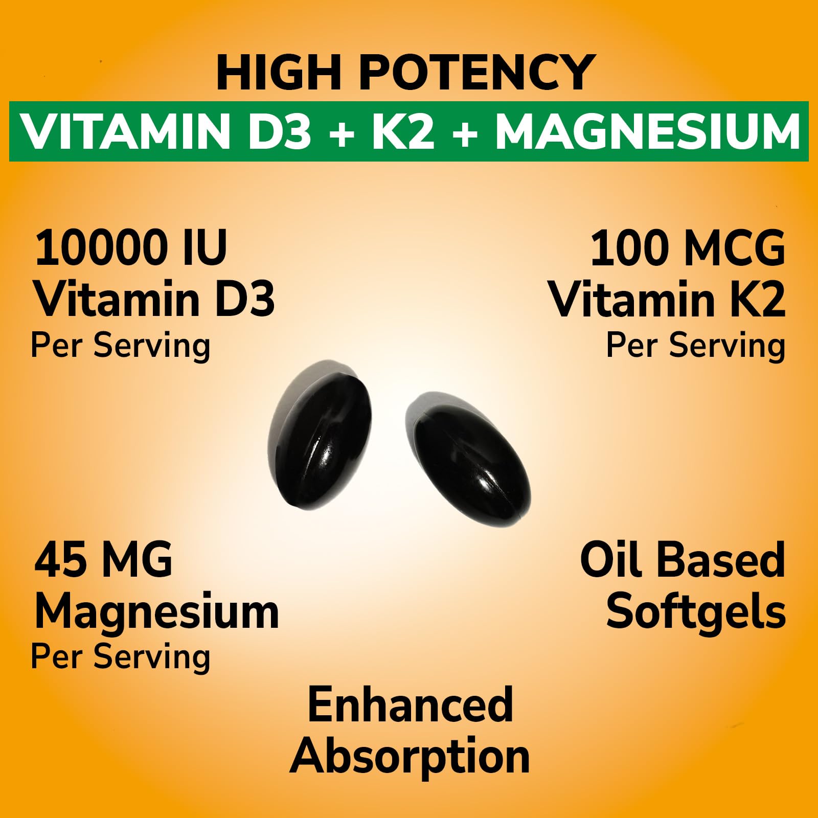 Bottle of Vitalibre D3 K2 Magnesium with sunflower oil for better absorption