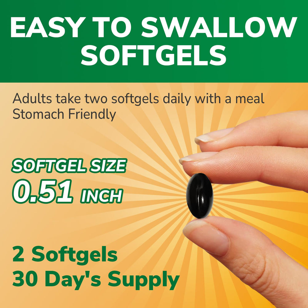Pouring Vitalibre softgels illustrating convenient daily dosing