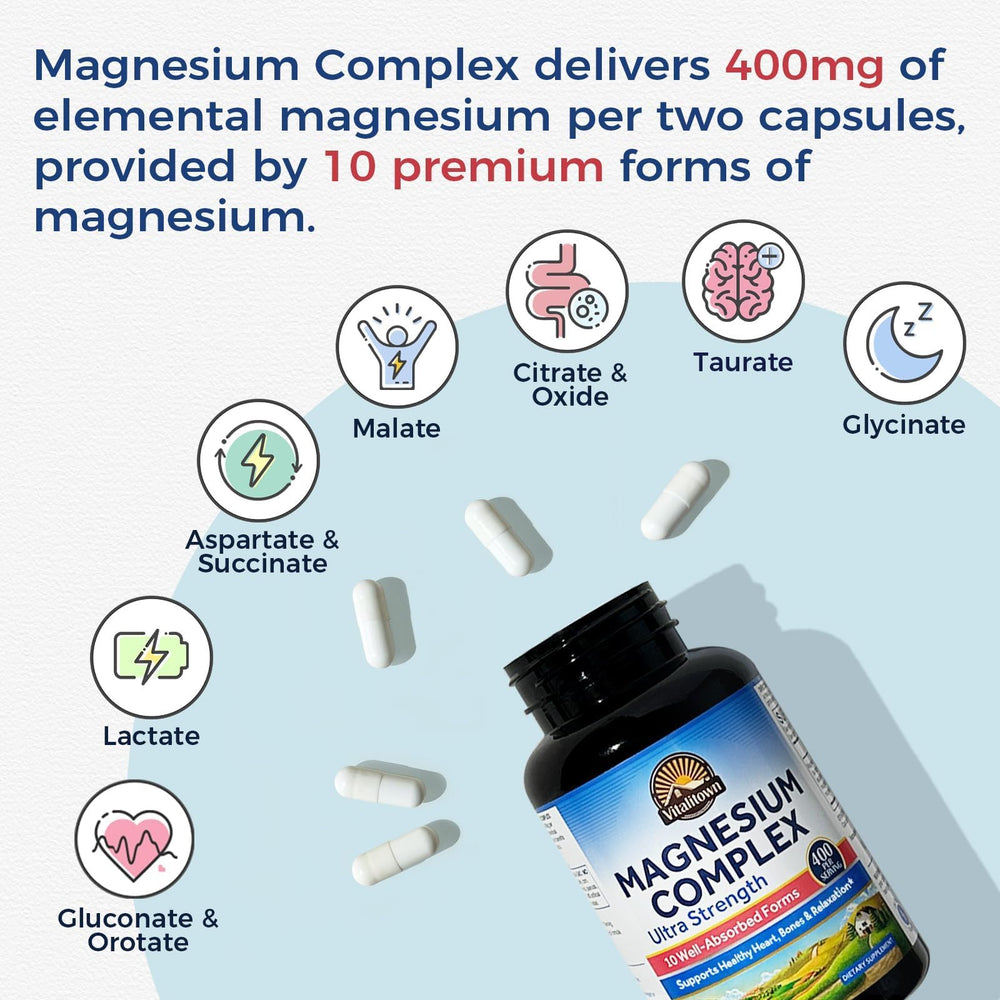 Vitalitown label highlights the 10 magnesium forms.