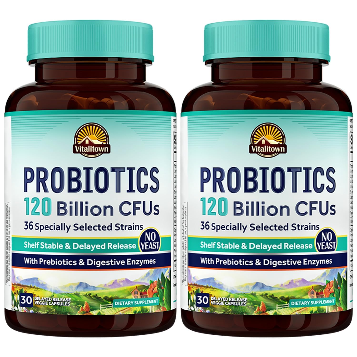 Vitalitown Probiotics 120Billion CFUs bottle supports daily gut balance