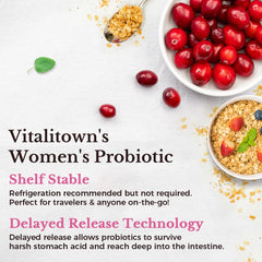Vitalitown Probiotics capsule with digestive enzymes close-up for digestion support.