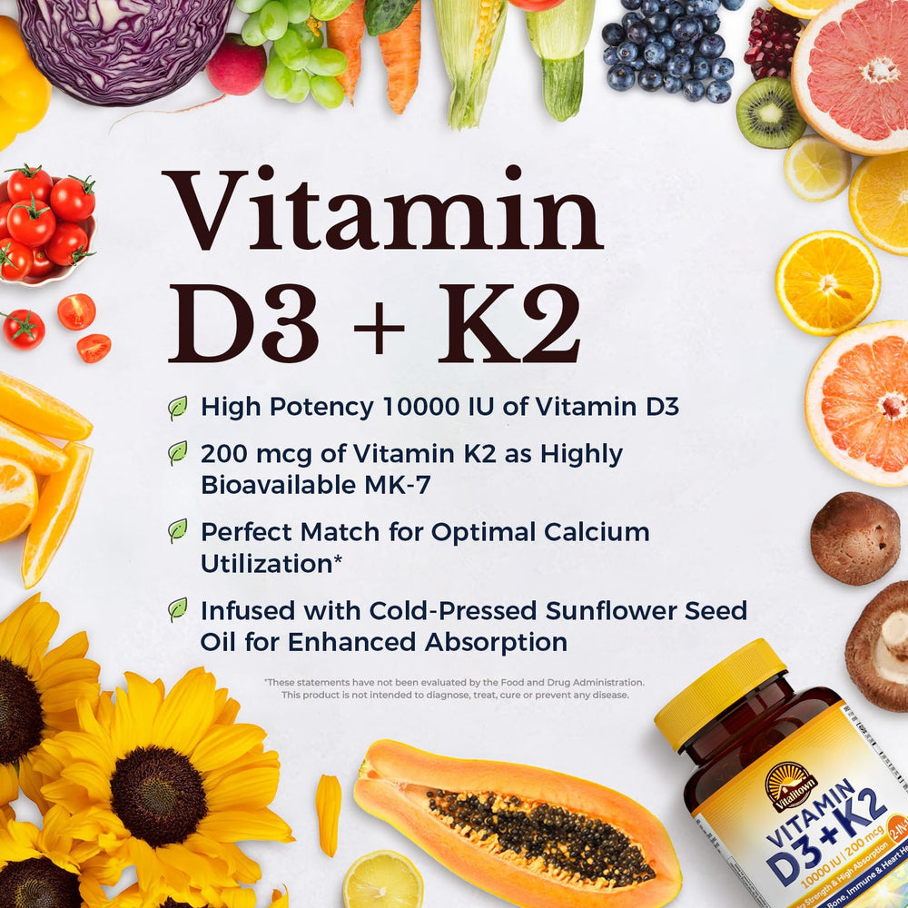 Vitalitown softgel cap detail highlights premium MK-7 bioavailability in each capsule.
