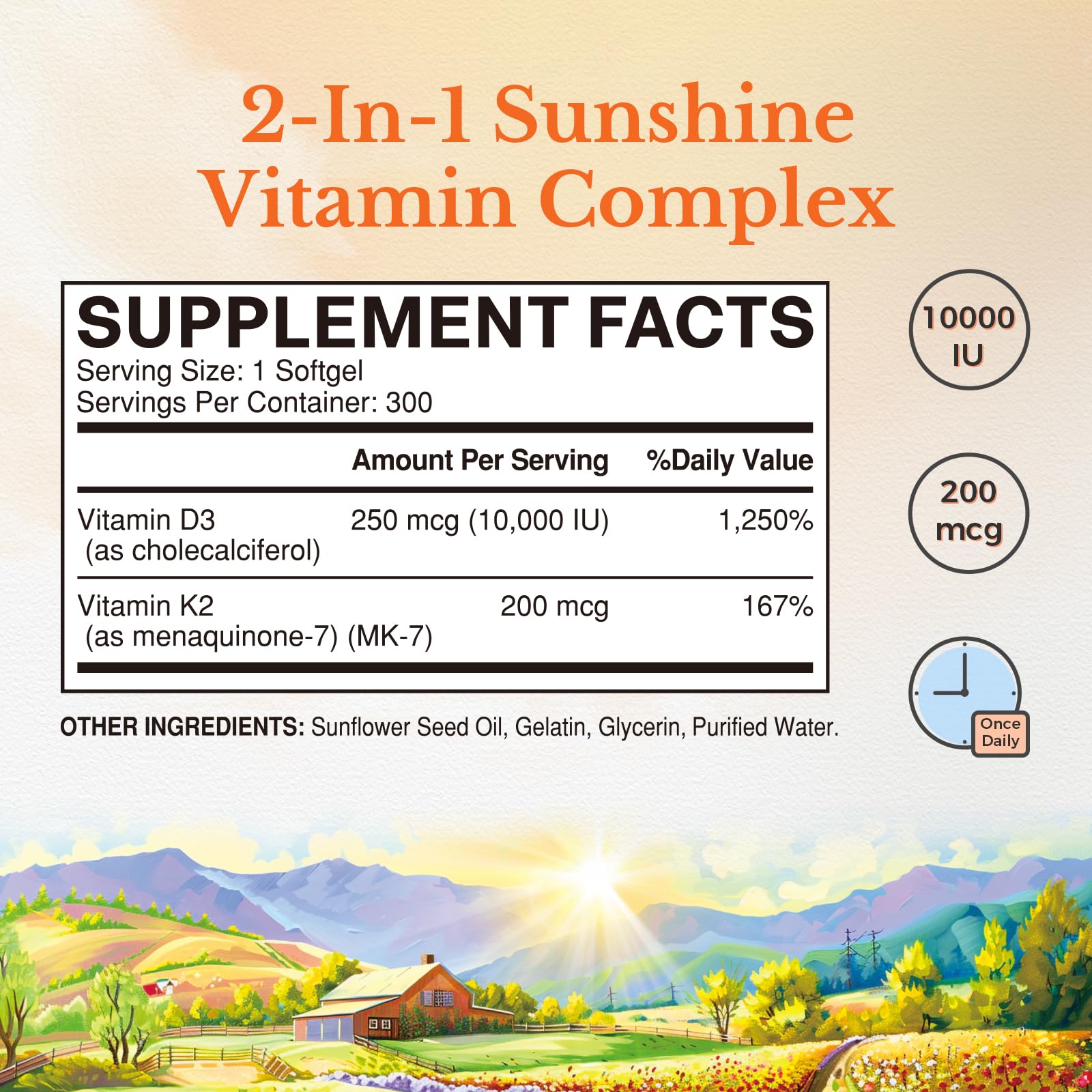 Vitalitown softgel closeup shows potent D3 and MK-7 for enhanced absorption.