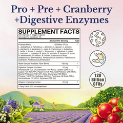 Vitalitown Women's Probiotics bottle back listing ingredients and vegan certification.