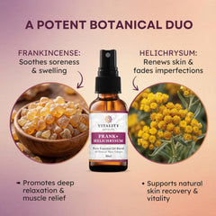 Close-up of Vitality Frank+ Helichrysum spray cap for daily use