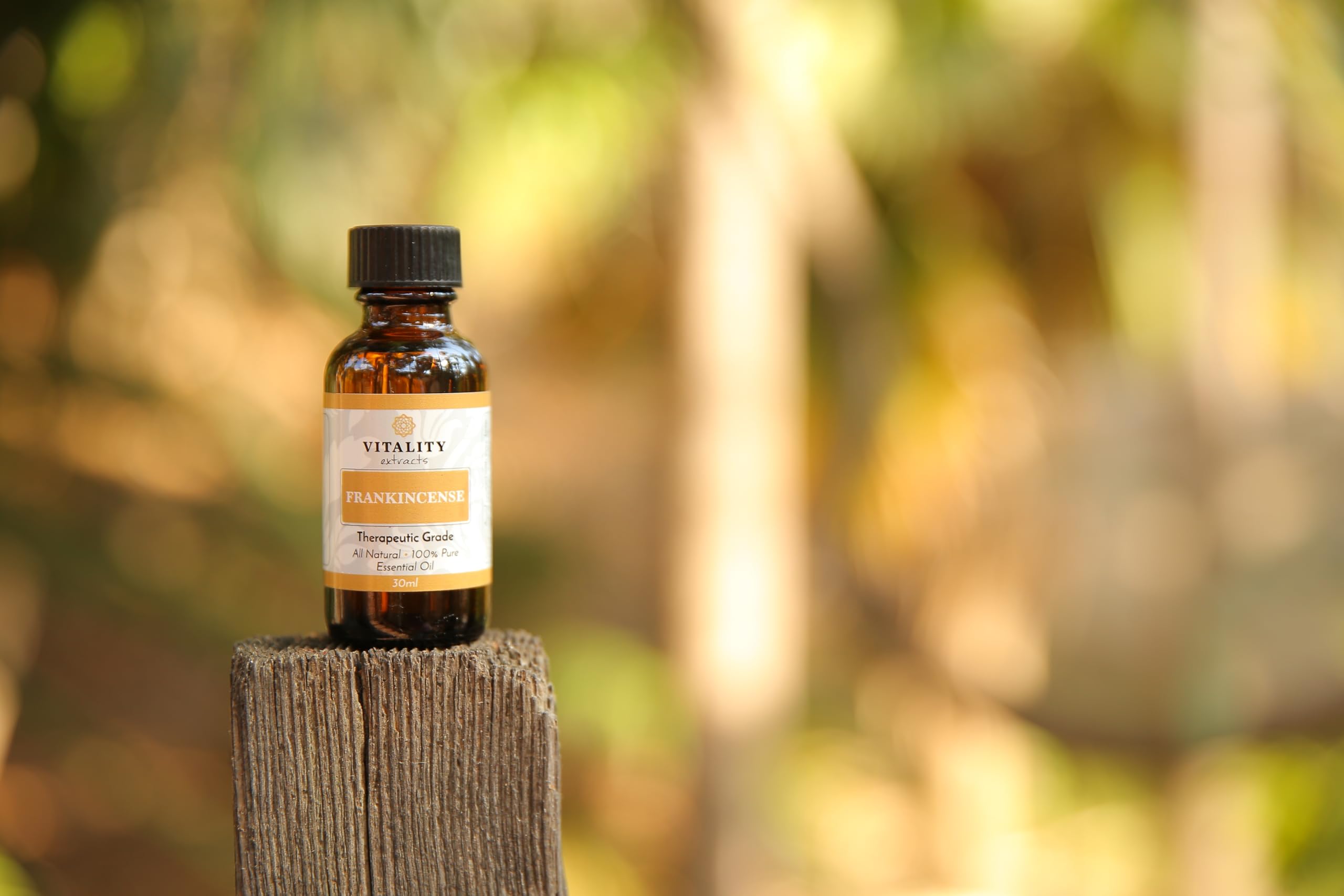 Vitality Frankincense packaging box with eco-friendly design and branding.