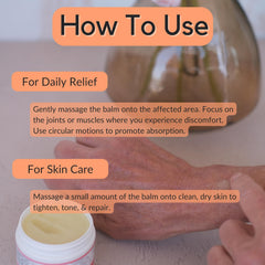 Close-up of balm ingredients like frankincense and helichrysum nourishing skin