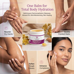 Vitality Helichrysum Balm almond oil promotes smooth skin.