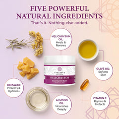 Vitality Helichrysum Balm applied on hand for quick hydration.