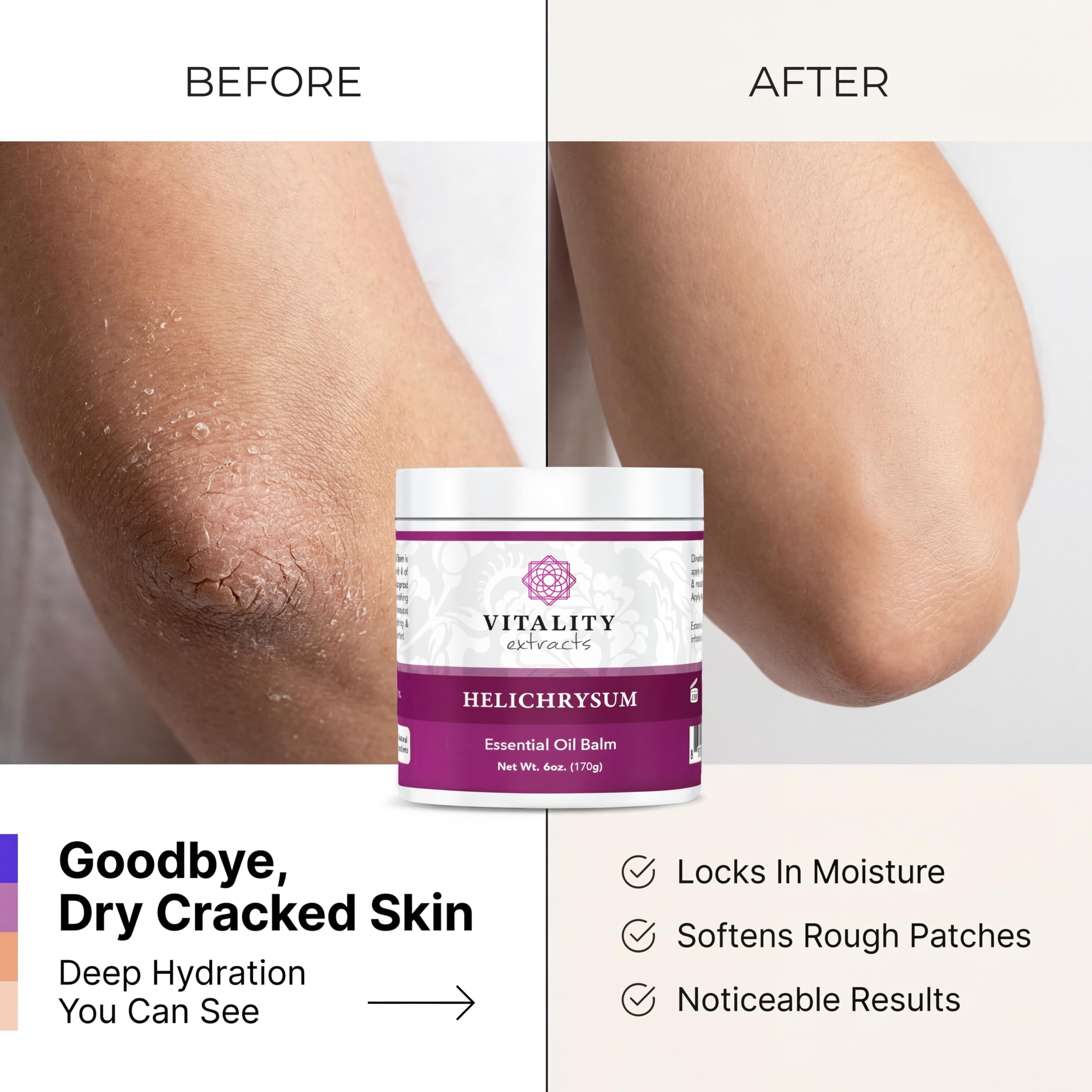 Vitality Helichrysum Balm ingredient scene with olive and almond oils