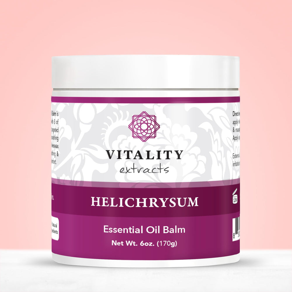 Vitality Helichrysum Balm texture close-up shows creamy consistency