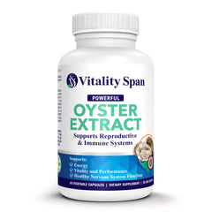 Vitality Span Oyster Extract capsules close-up highlighting energy support