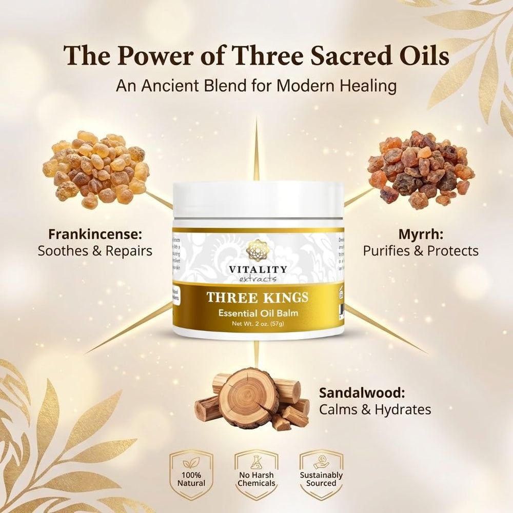 Vitality Three Kings Balm myrrh oil drops emphasize conditioning for dry skin