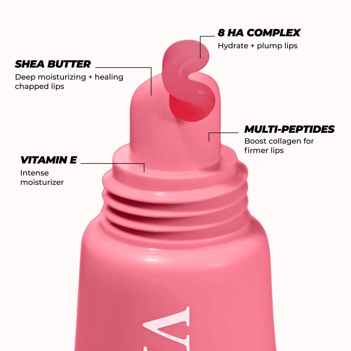 Vitamasques Lip Butter Balm Strawberry close-up highlighting berry extracts for antioxidant support.