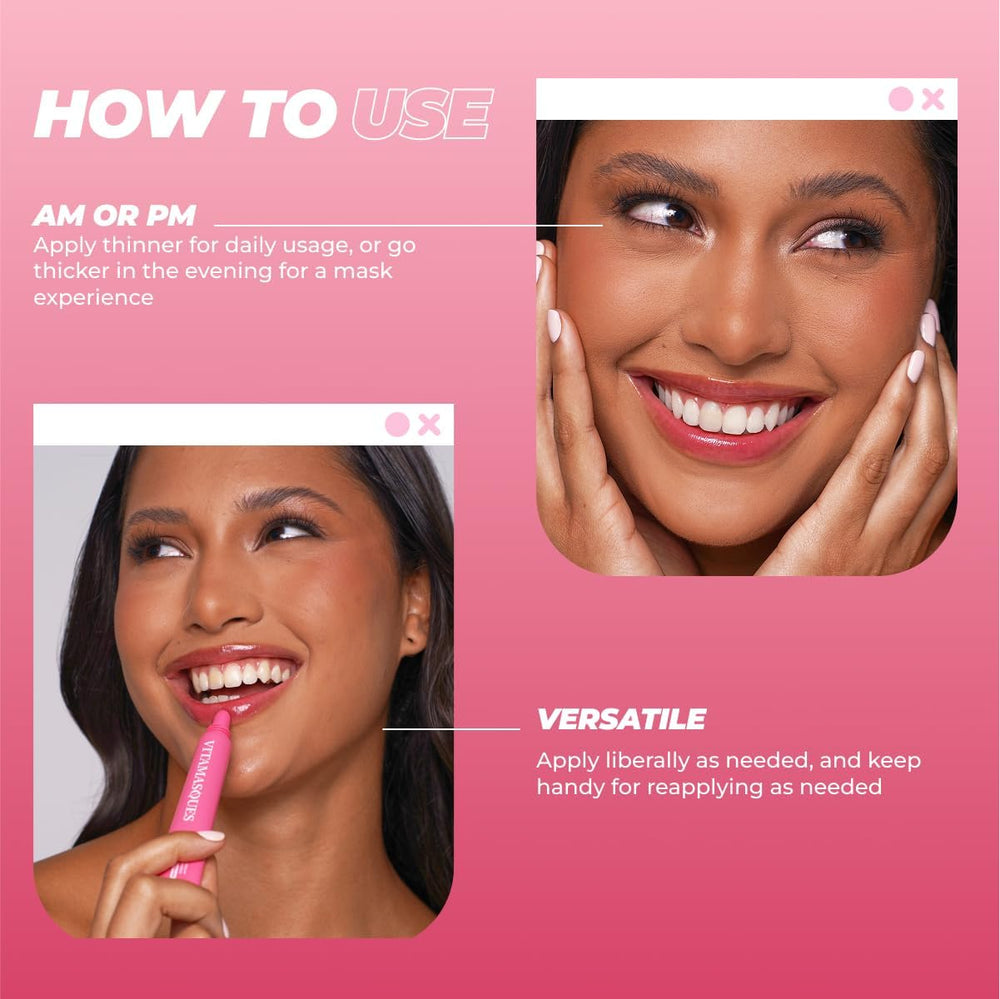 Vitamasques Lip Butter Balm Strawberry bottle highlighting peptide-infused nourishment.