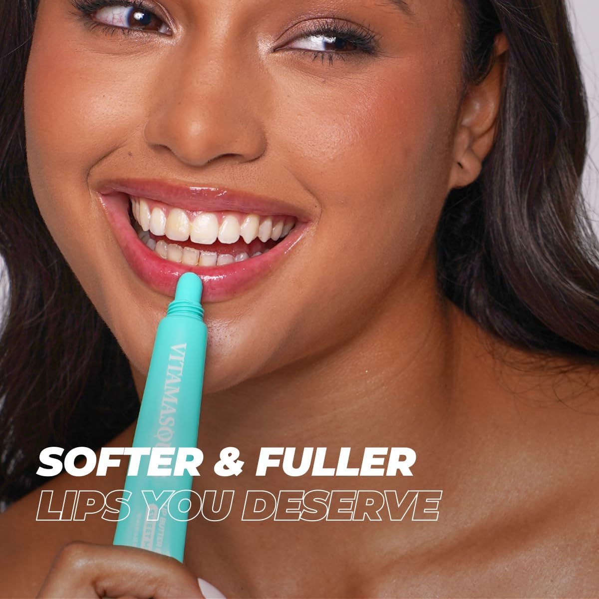 Vitamasques peptide lip balm label emphasizing nourishing finish
