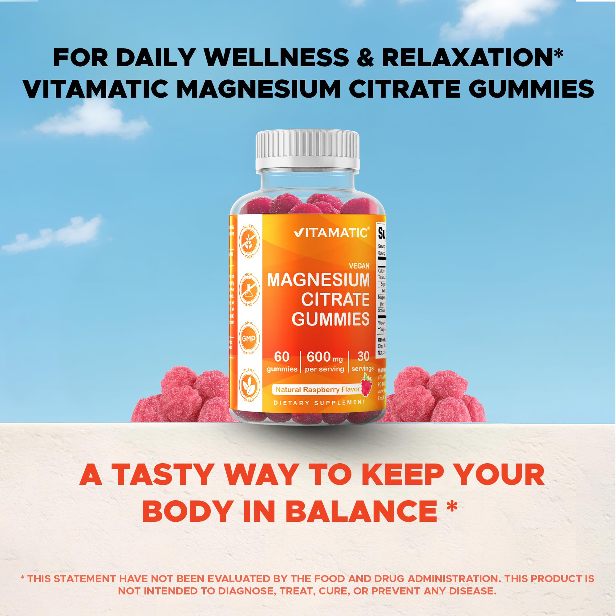 Vitamatic 600 mg per serving highlights strong magnesium support