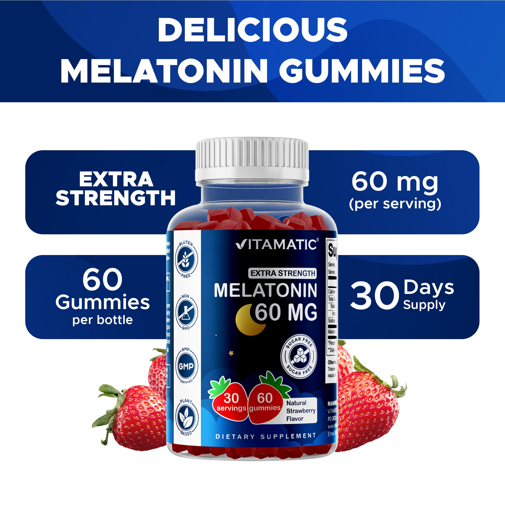 Vitamatic allergen-free melatonin gummies free from soy, yeast, wheat, and egg