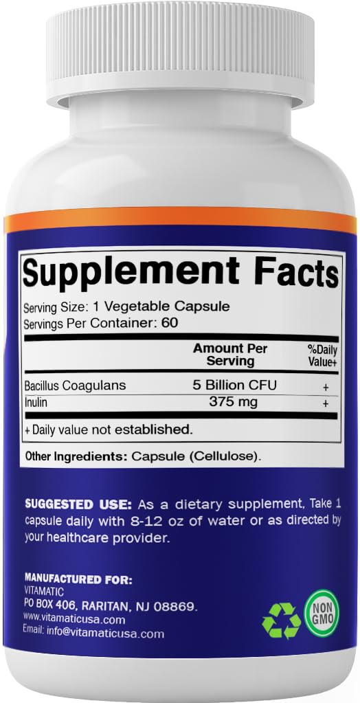 Vitamatic Bacillus Coagulans packaging view suitable for daily use on the go