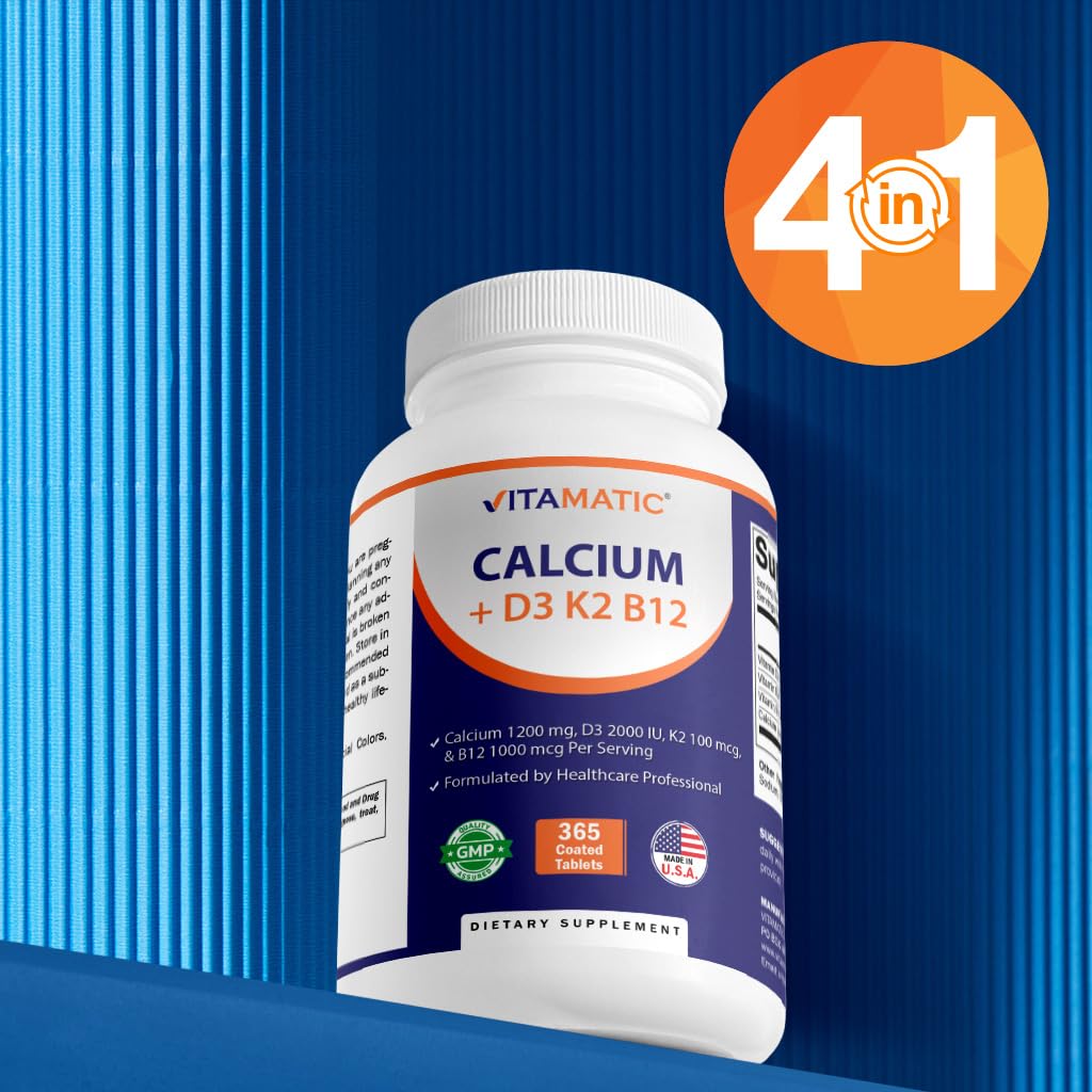 Vitamatic calcium infographic icon hints at bone strength.