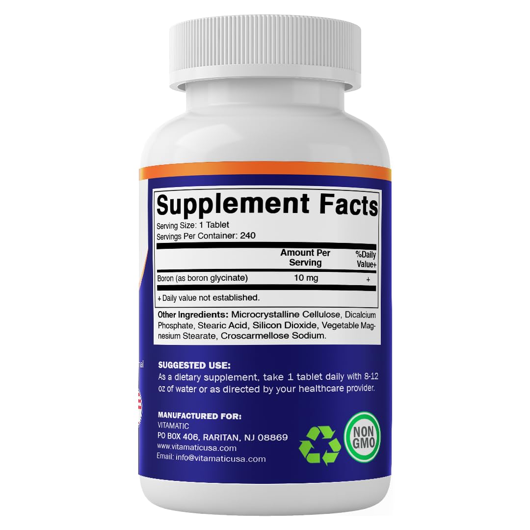 Vitamatic Boron Glycinate made in USA with GMP standards