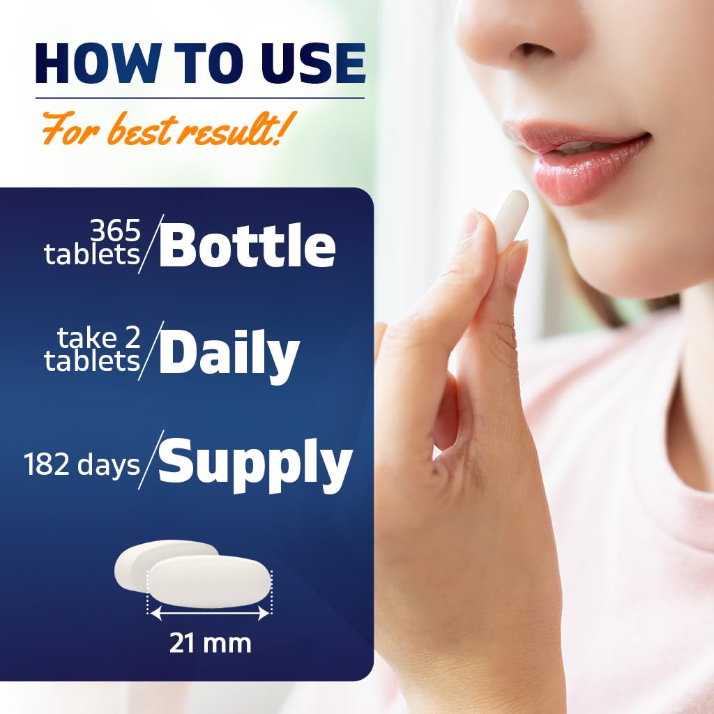 Vitamatic calcium bottle with label emphasizes easy swallowing design.