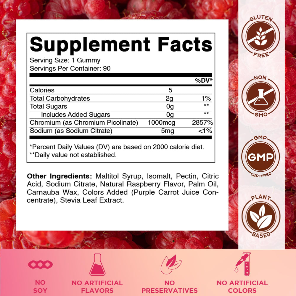 Vitamatic chromium bottle showing 1000 mcg potency for easy daily intake