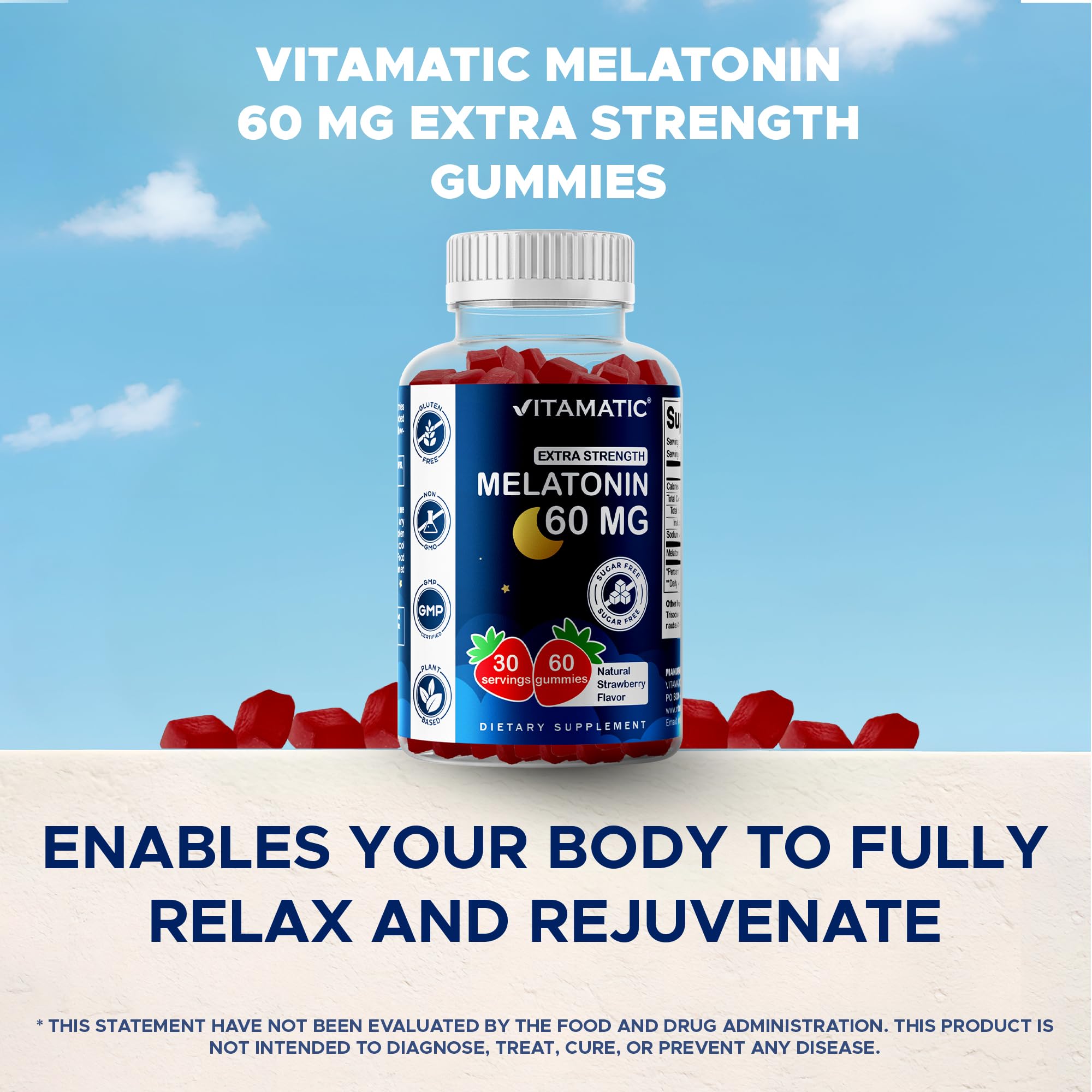 Vitamatic melatonin gummies representing a convenient gummy form among sleep aids