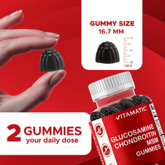 Vitamatic fruit-flavored gummies close-up—delicious taste without gelatin.