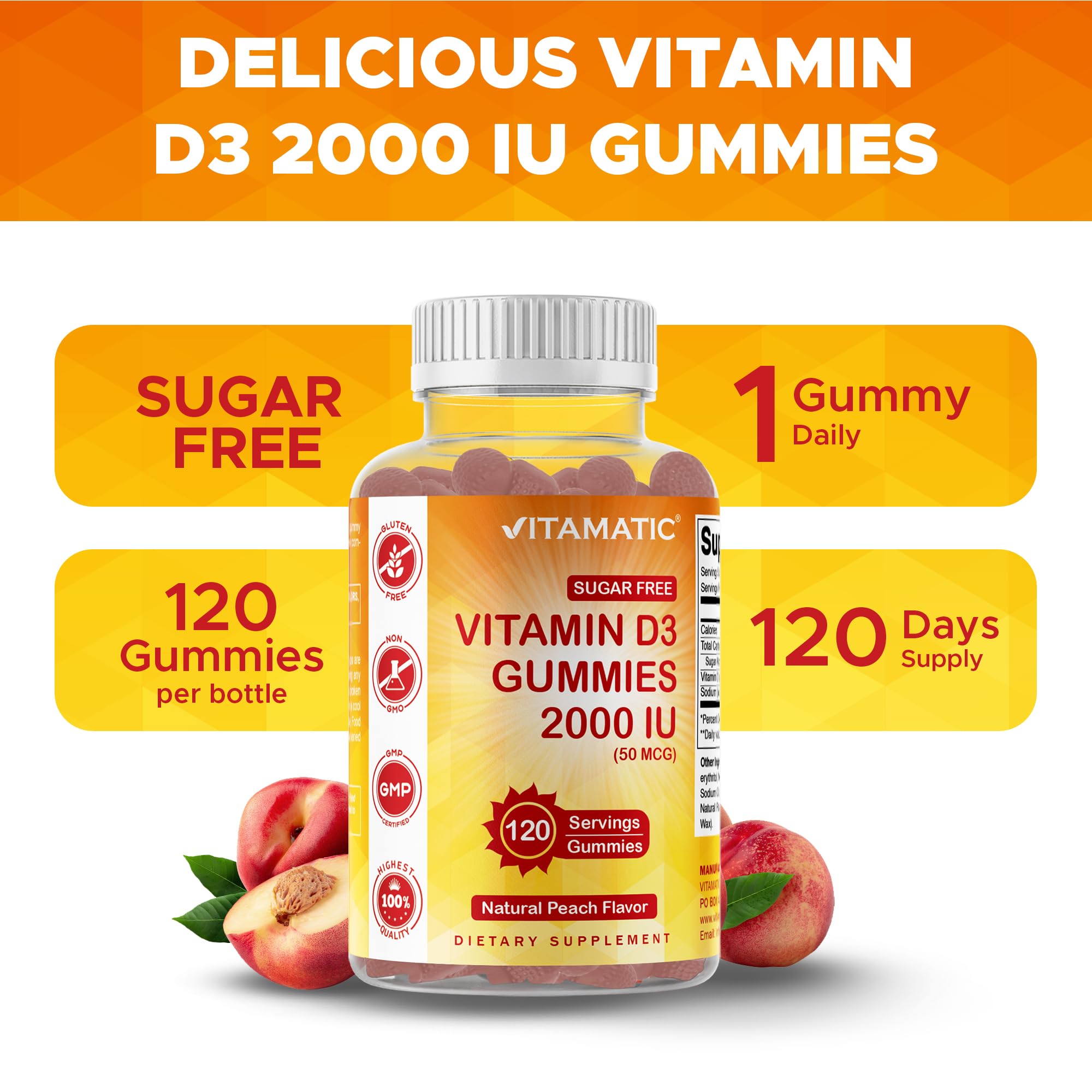 Vitamatic gluten free non GMO ingredients display communicates clean label choice
