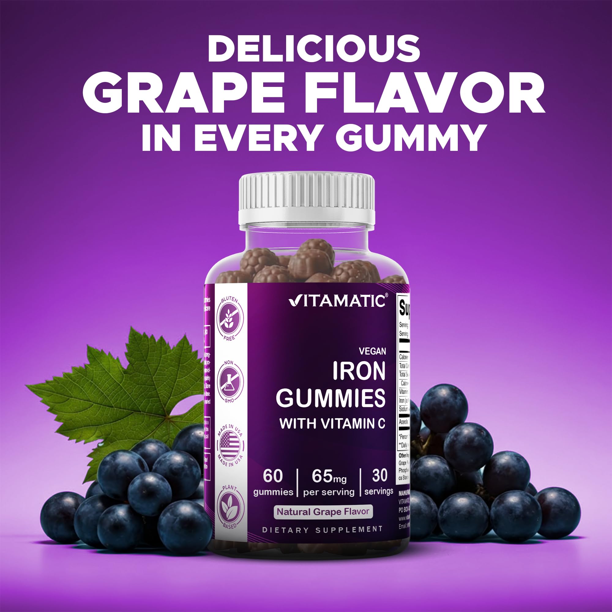 Vitamatic Iron 65 mg Gummies daily-dose pack displayed.