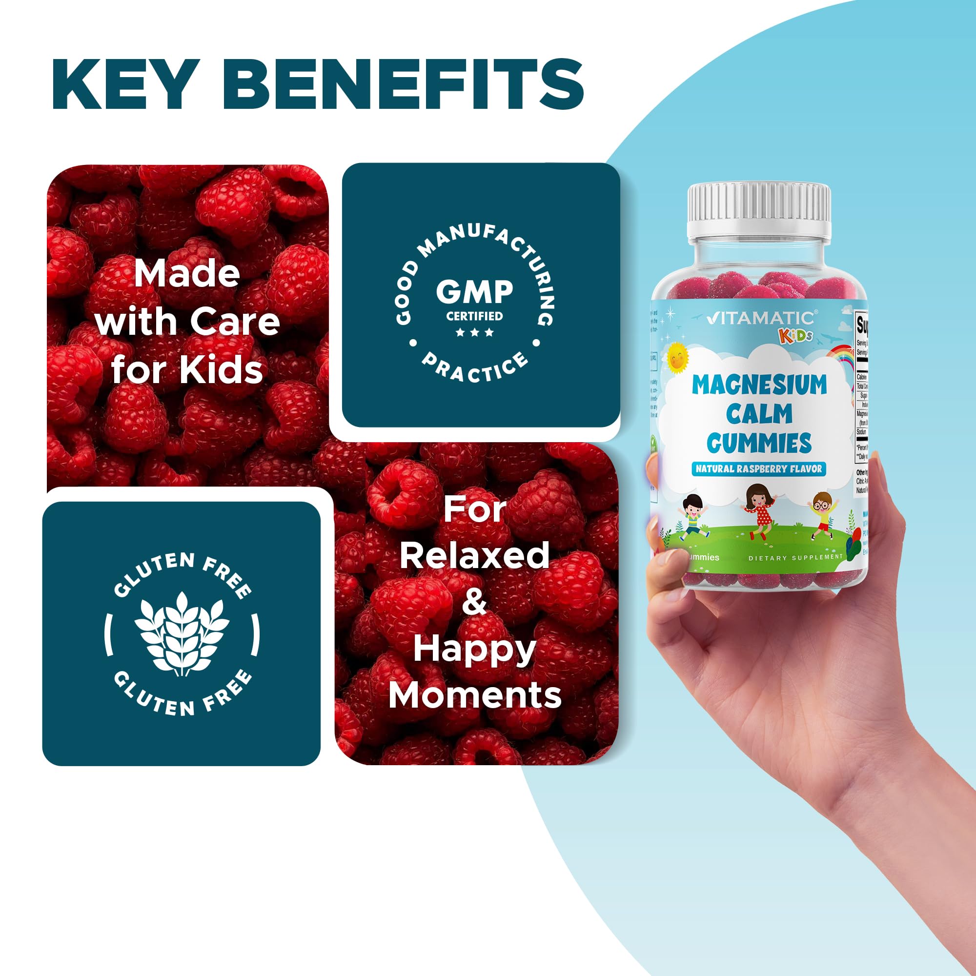 Close-up of chewable gummy texture and raspberry flavor