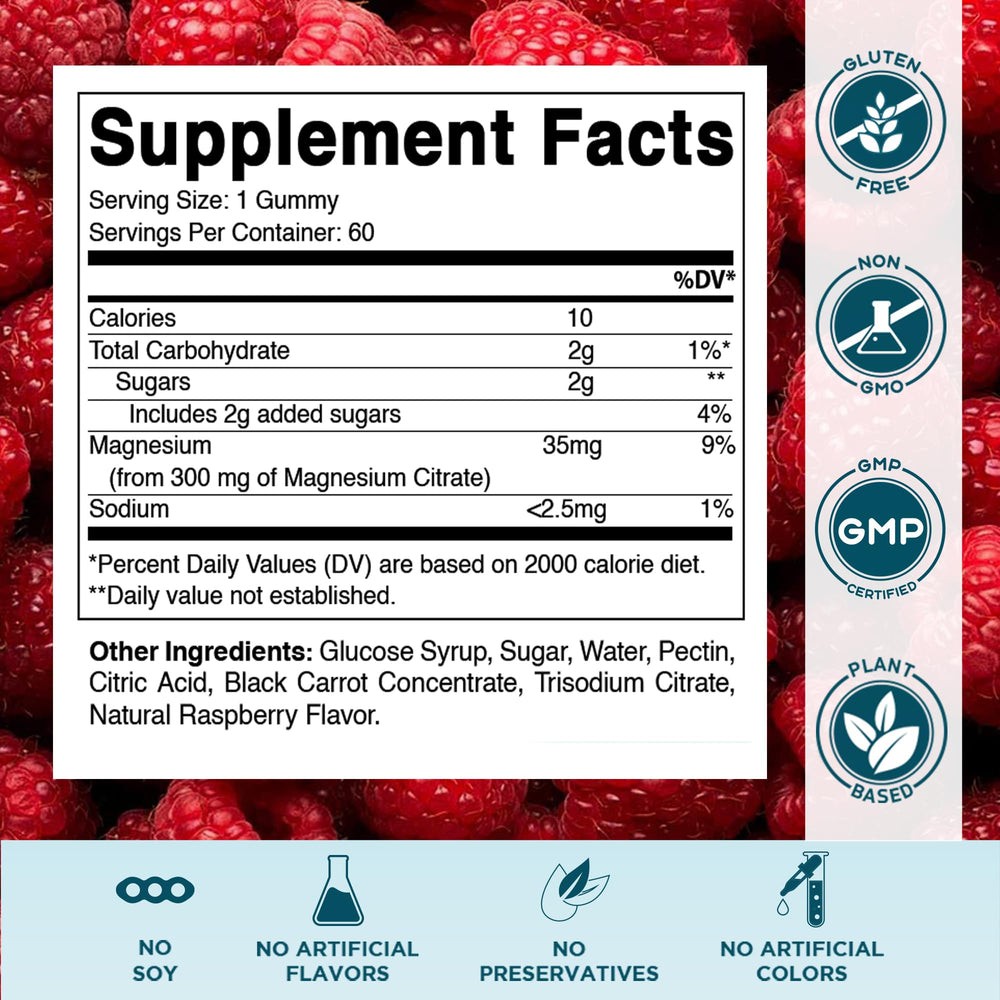 Vitamatic Magnesium Calm Ingredients panel highlights vegan, allergen-free formula