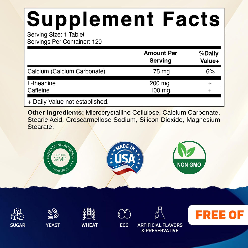Vitamatic L-Theanine tablets inside container ready for daily use