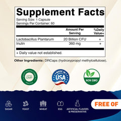 Vitamatic Lactobacillus Plantarum 20B bottle back with product features