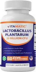 Vitamatic Lactobacillus Plantarum 20B capsules bottle front for digestive support