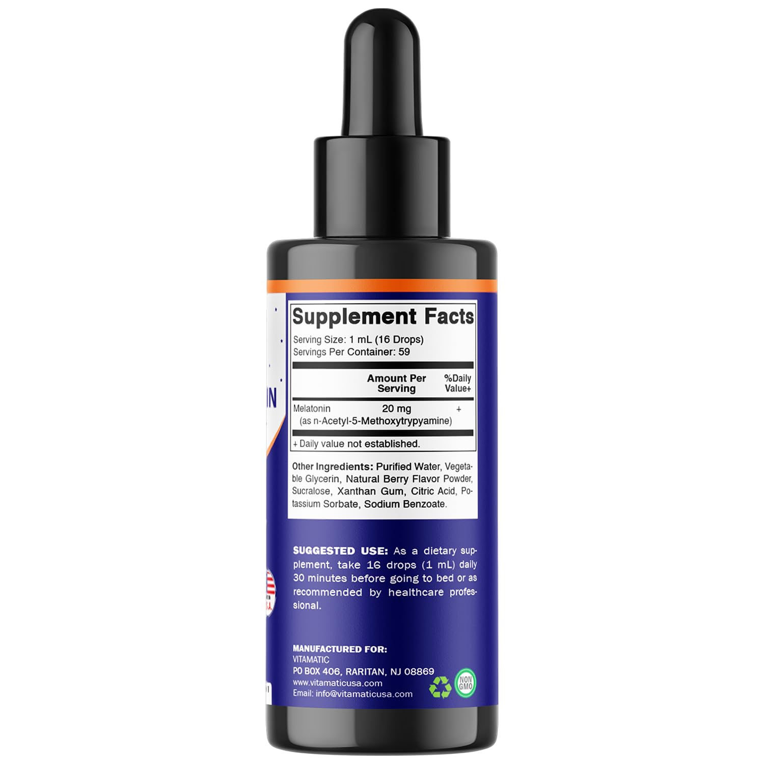Vitamatic made-in-USA seal on bottle packaging