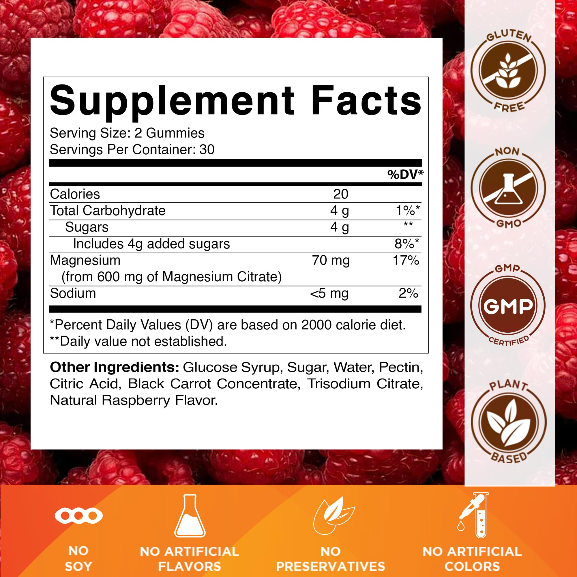 Vitamatic Magnesium Gummies 600 mg per serving close-up.